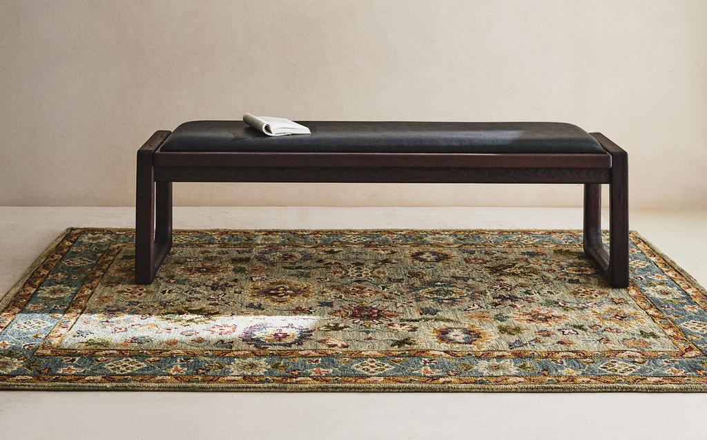 羊毛对称花卉印花地毯