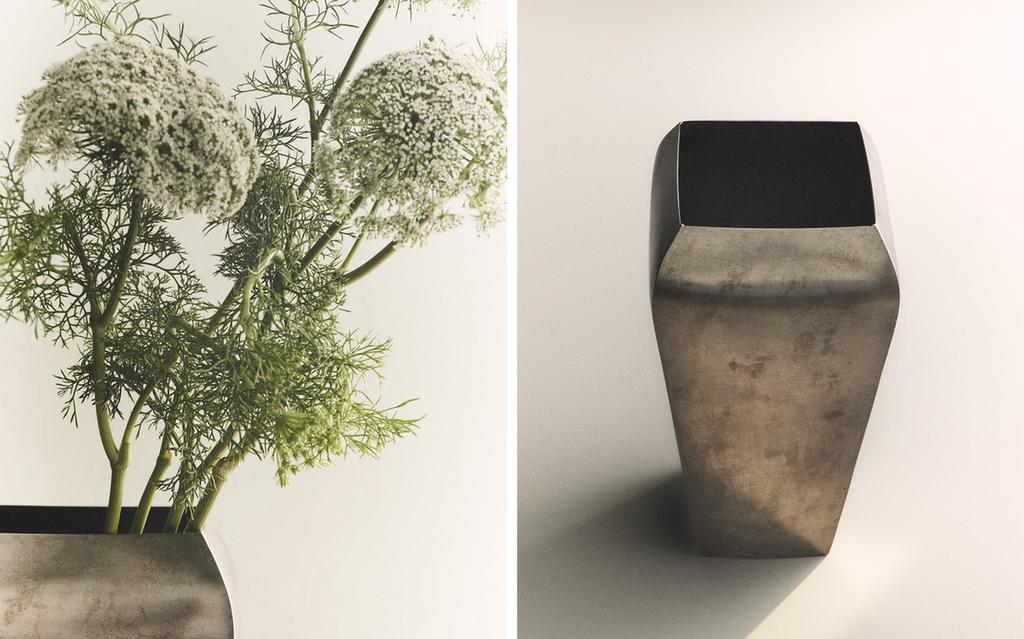 AGED METAL VASE