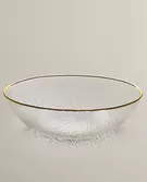 RAISED GLASS SALAD BOWL WITH GOLD RIM