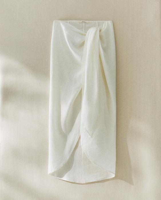 LONG LINEN BEACH SARONG WITH KNOT LONG LINEN BEACH SARONG WITH KNOT