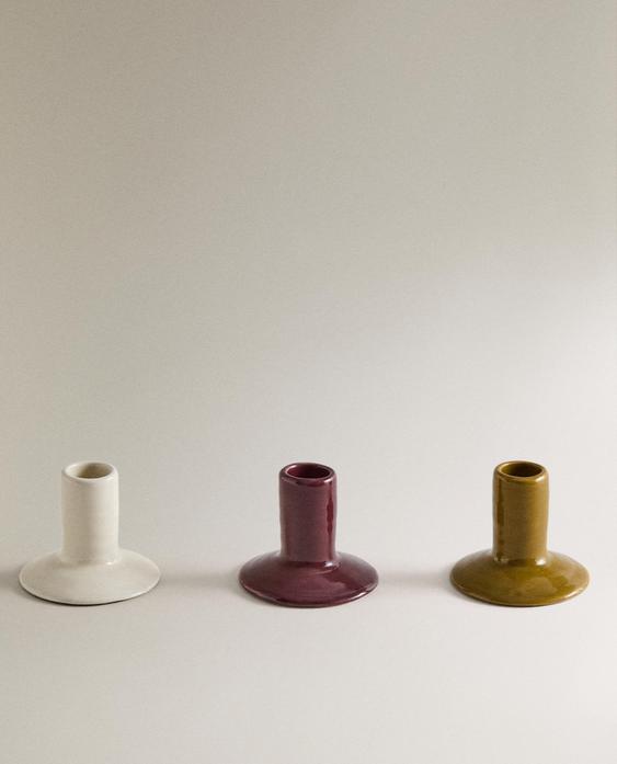 PACK OF STONEWARE CANDLE HOLDERS (PACK OF 3)