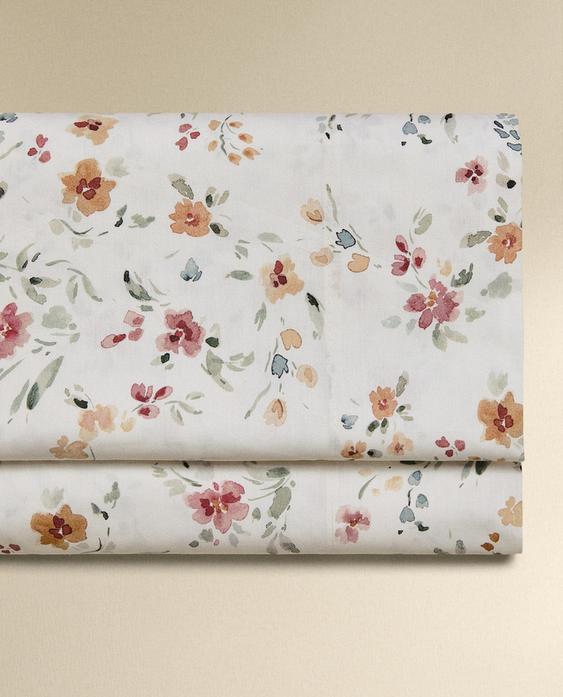 200纱支密织棉花卉印花上层床单