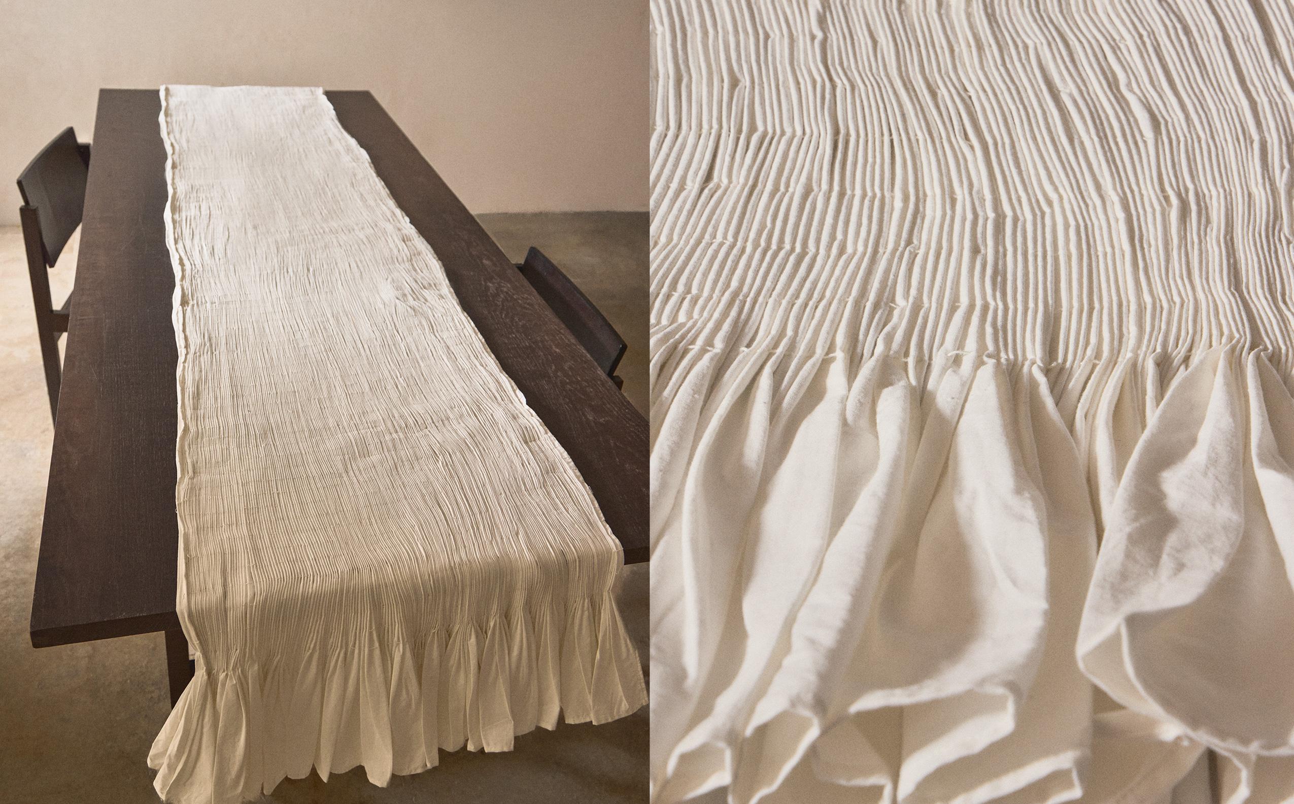 GATHERED COTTON TABLE RUNNER X FANGLU LIN