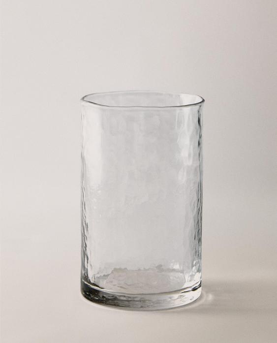 HAMMERED DESIGN GLASS SOFT DRINK TUMBLER