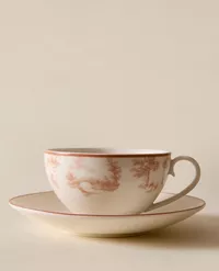 TOILE DE JOUY PORCELAIN TEACUP AND SAUCER