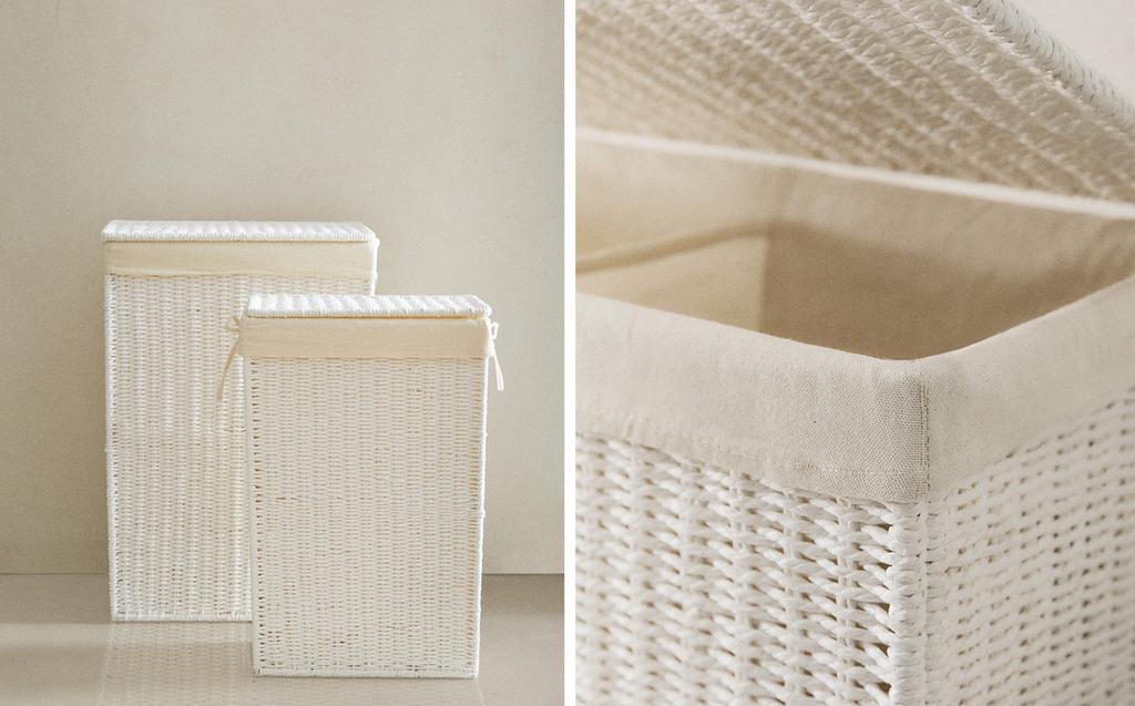 FABRIC-LINED LAUNDRY BASKET