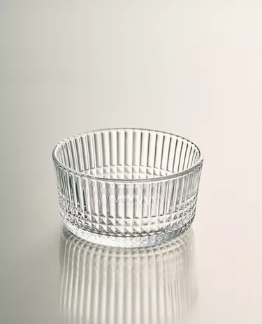 GLASS MINI BOWL WITH RAISED GEOMETRIC DESIGN