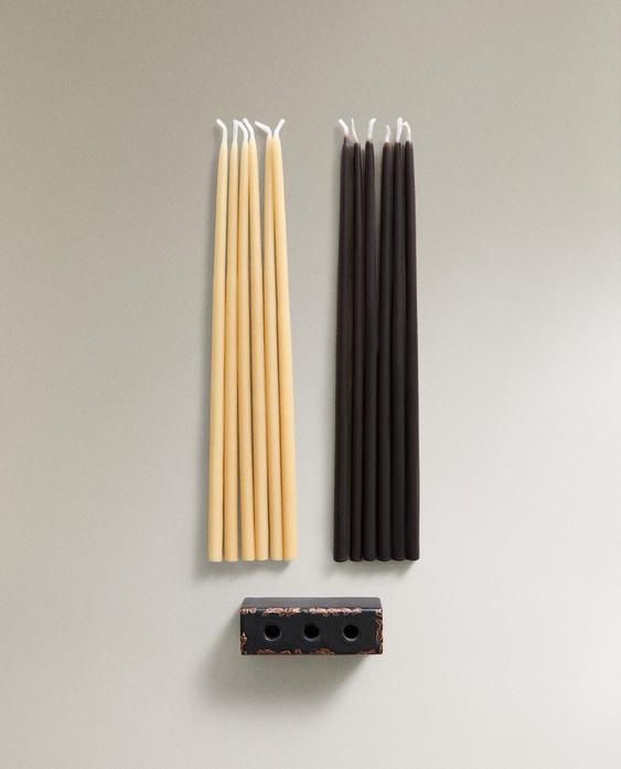 丝绒皮革香氛蜡烛套装附烛台