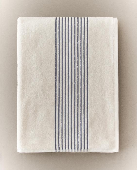 COTTON BATH TOWEL WITH STRIPED BORDER