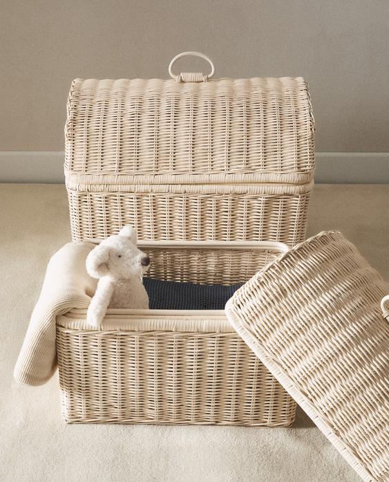 KIDS' RATTAN BASKET WITH LID