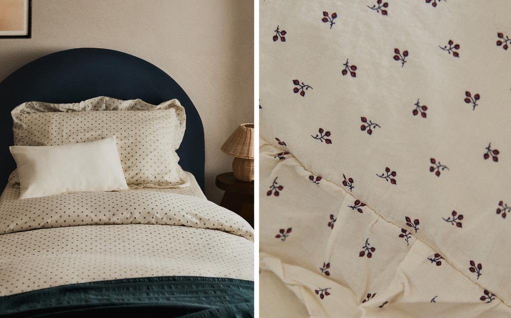 KIDS' RUFFLED FLORAL PRINT DUVET COVER