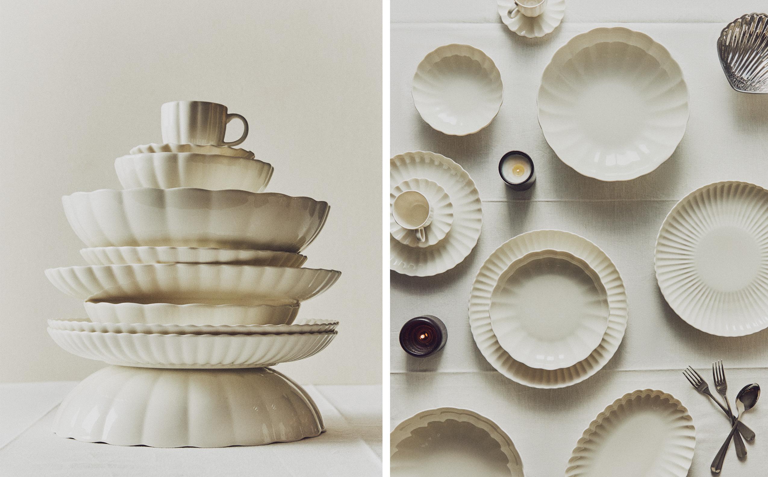 SCALLOPED PORCELAIN DINNER SET