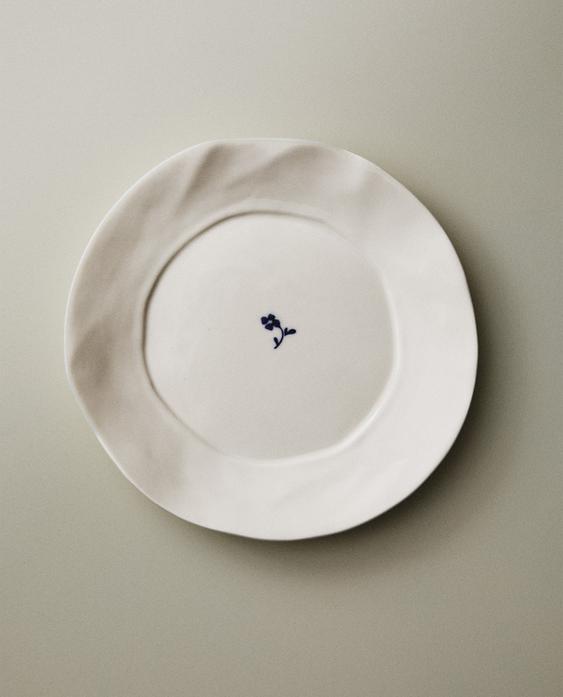 PORCELAIN DESSERT PLATE WITH FLORAL PRINT