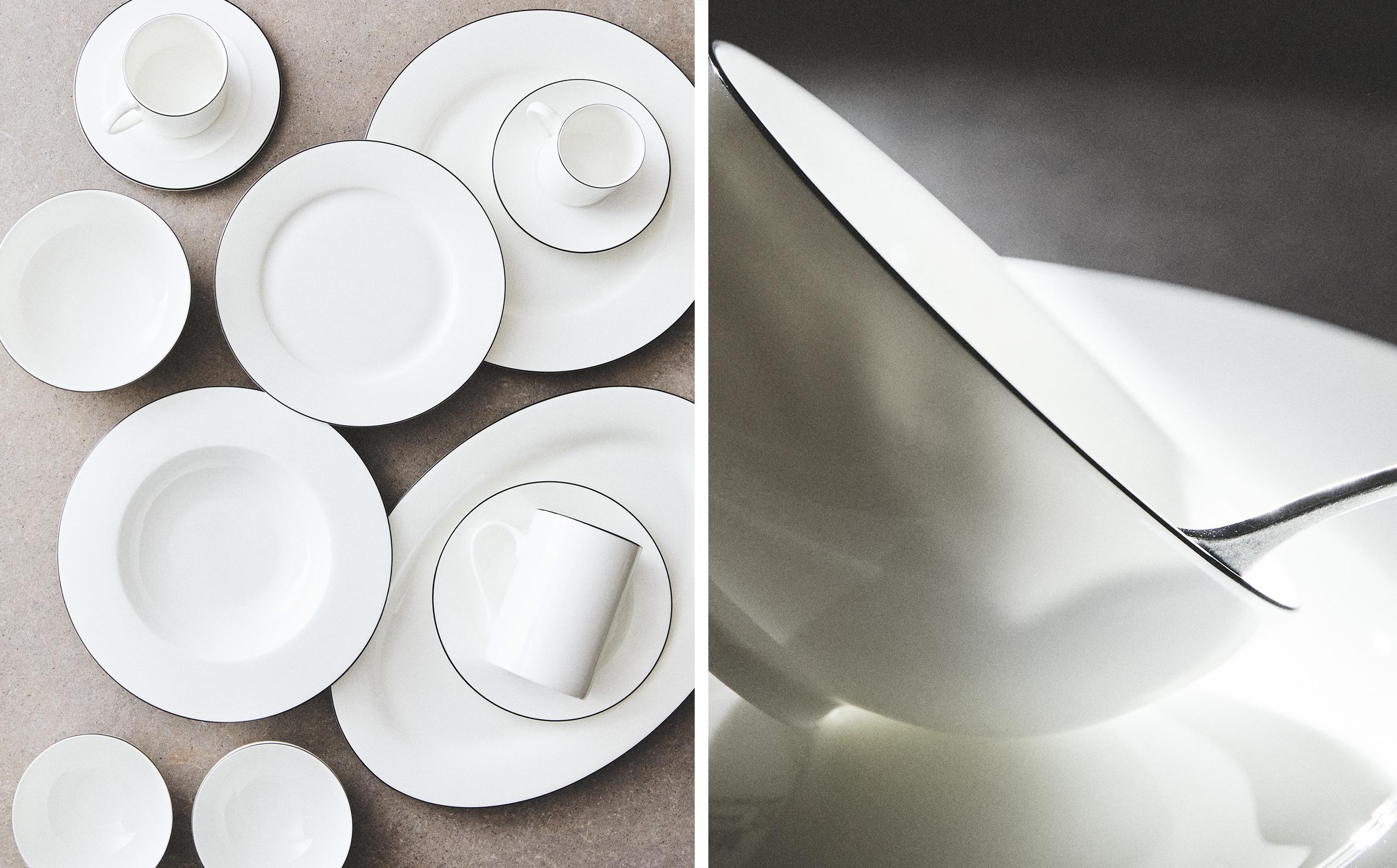 BONE CHINA TABLEWARE WITH CONTRAST EDGE
