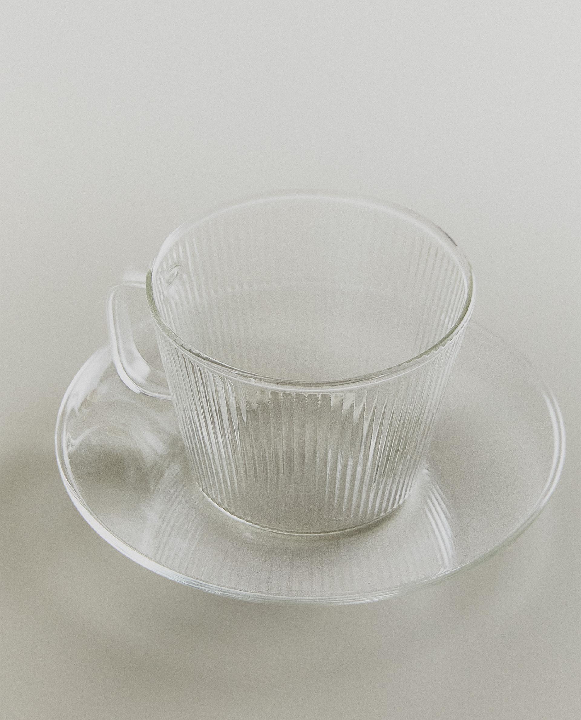 BOROSILICATE GLASS TEACUP AND SAUCER BOROSILICATE GLASS TEACUP AND SAUCER