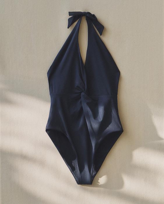 HALTER BEACH SWIMSUIT WITH KNOT