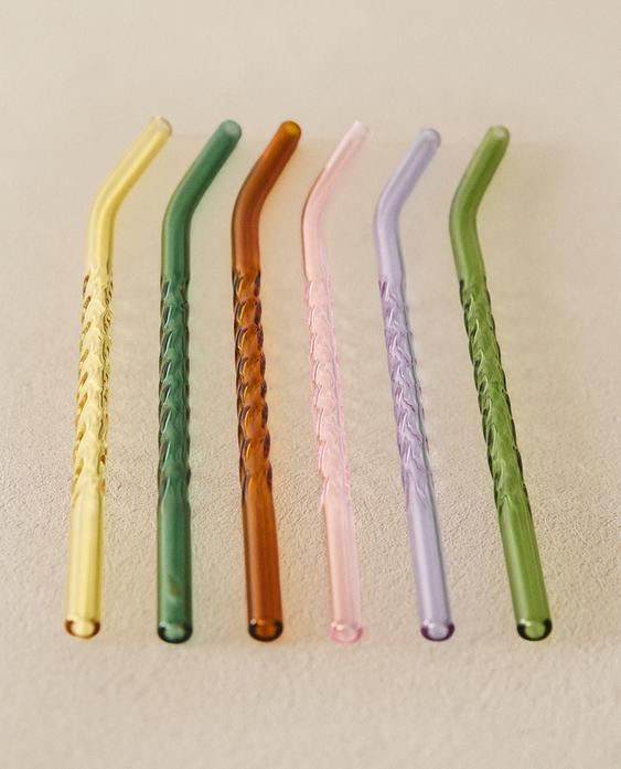 彩色硼硅玻璃吸管套装（6 根套装）