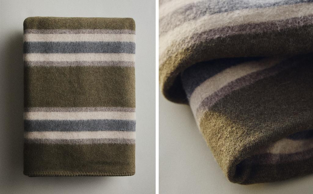 条纹羊毛毛毯