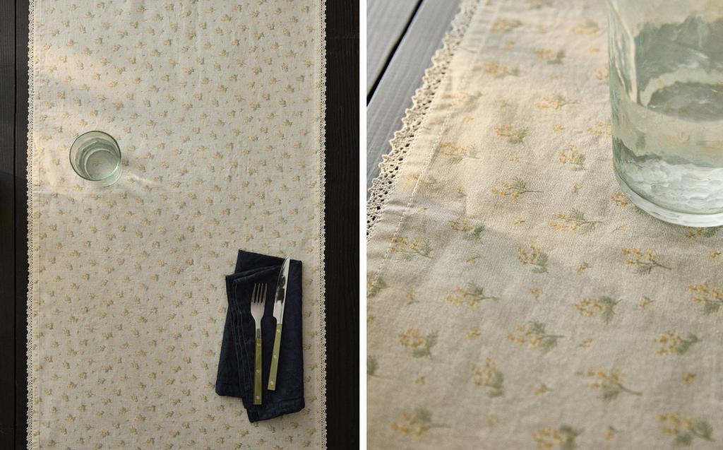 WILDFLOWER TABLE RUNNER WITH LACE TRIM WILDFLOWER TABLE RUNNER WITH LACE TRIM