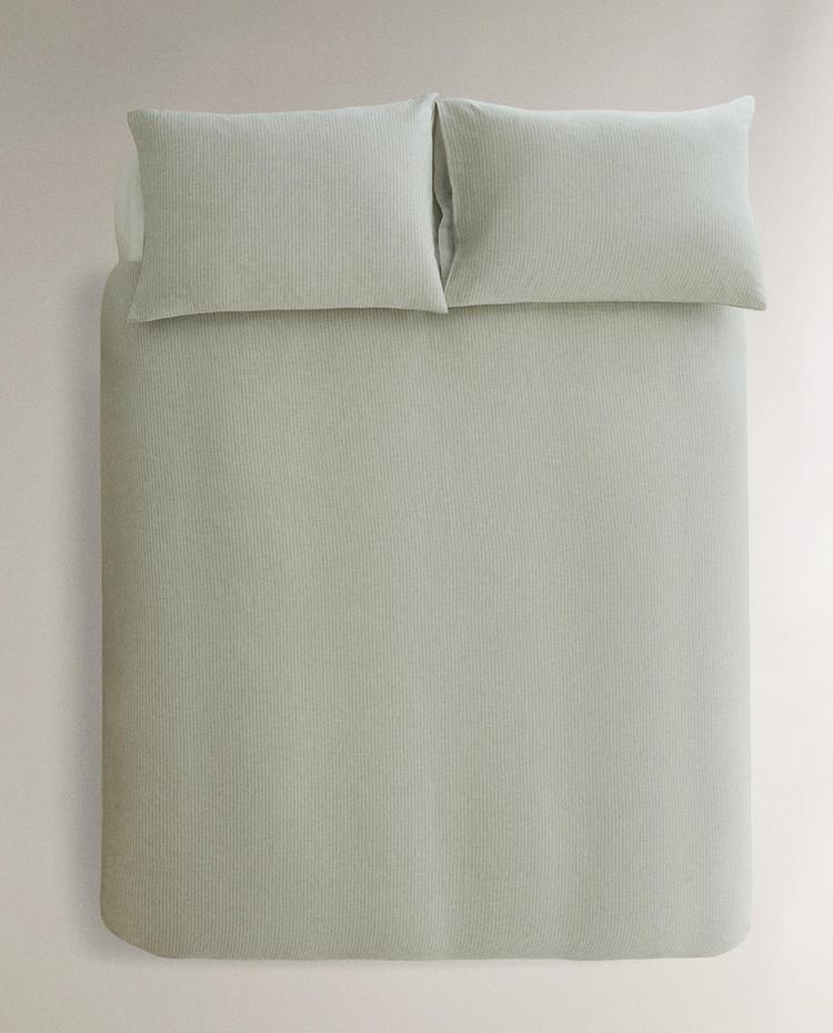 STRIPED LINEN AND COTTON DUVET COVER