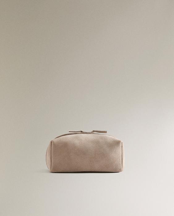 MEDIUM SPLIT LEATHER WASH BAG