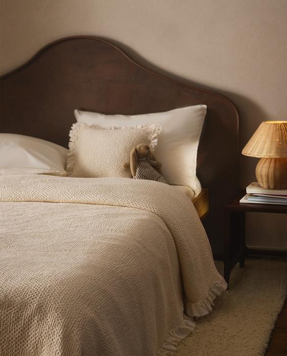 迷你华夫格纹理叠层装饰儿童床罩