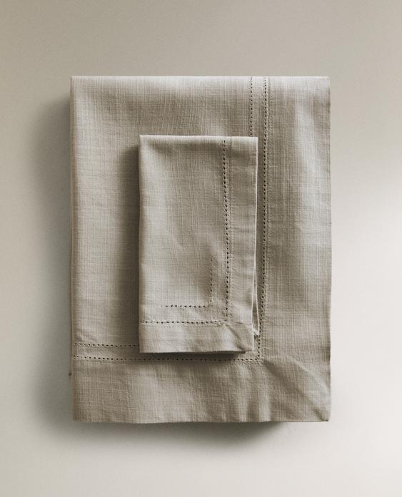 HEMSTITCHED COTTON TABLECLOTH