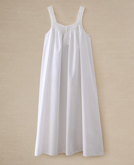 STRAPPY COTTON NIGHTDRESS WITH LACE TRIM STRAPPY COTTON NIGHTDRESS WITH LACE TRIM