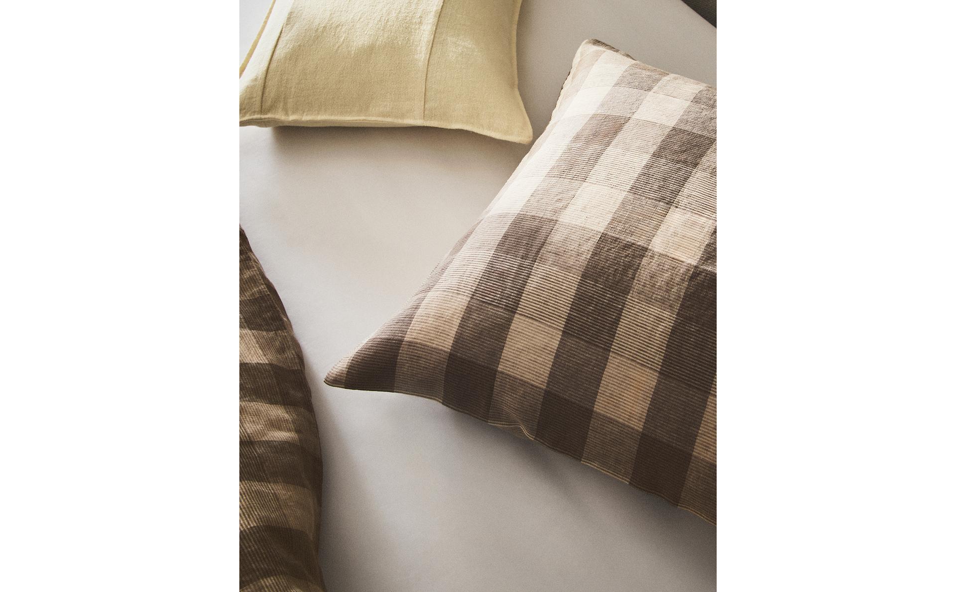 格纹亚麻枕套