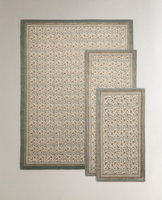 FLORAL BLOCK PRINT RUG FLORAL BLOCK PRINT RUG