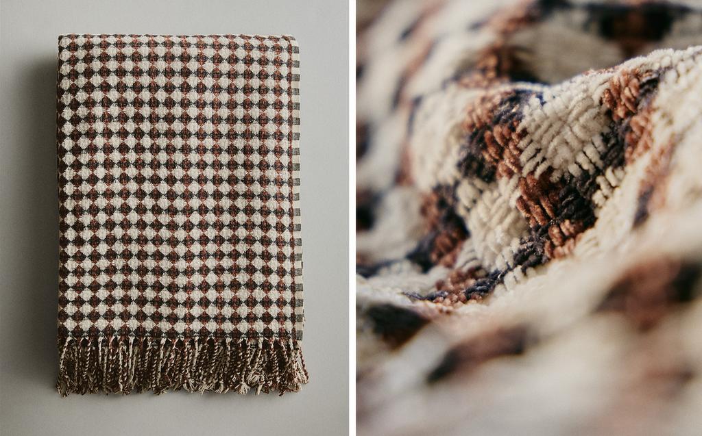 菱形雪尼尔盖毯