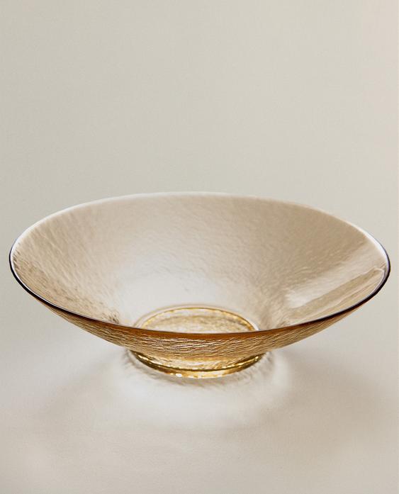 TEXTURED GLASS SALAD BOWL