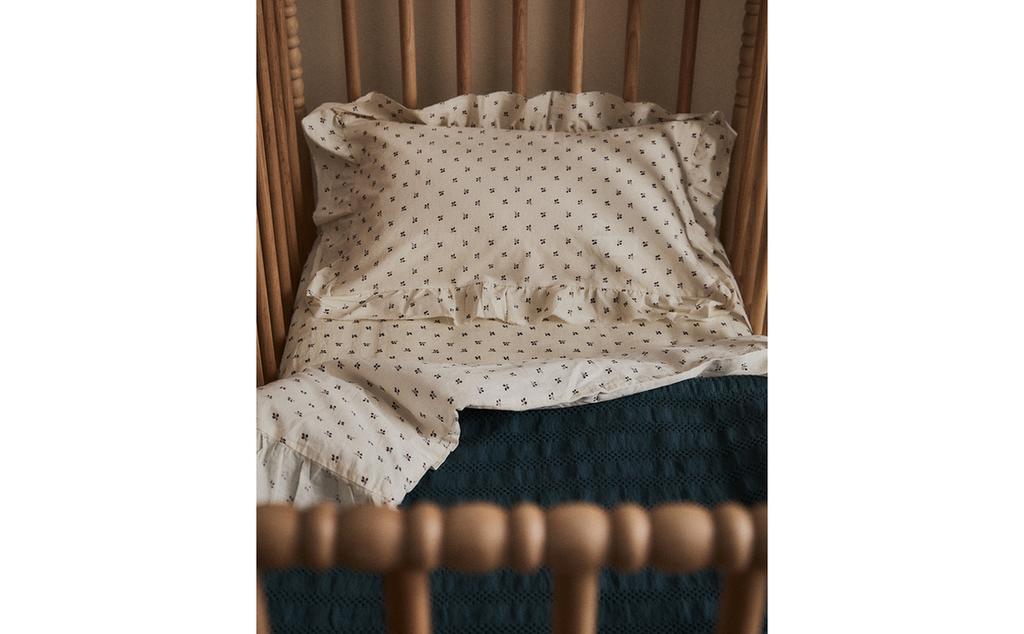 儿童花卉荷叶边印花被套