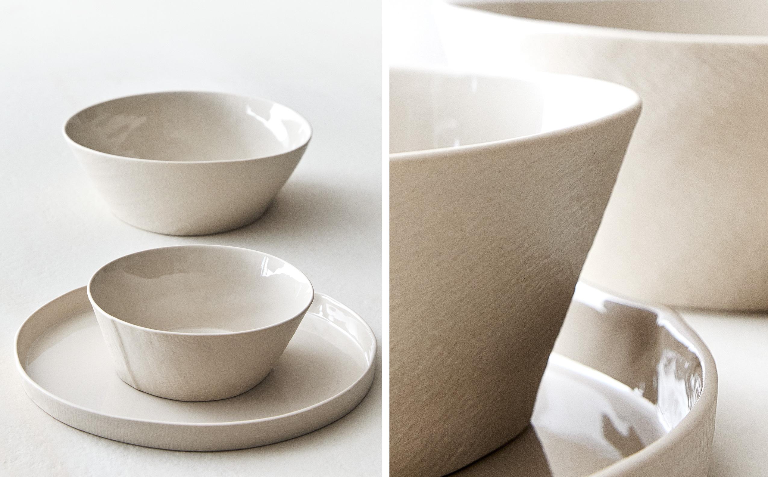 SET OF STONEWARE SERVING DISHES