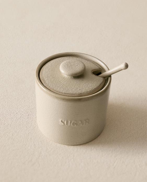炻瓷糖罐附勺