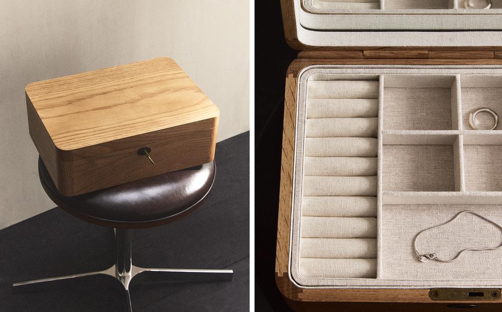 WOODEN JEWELLERY BOX WITH MIRROR