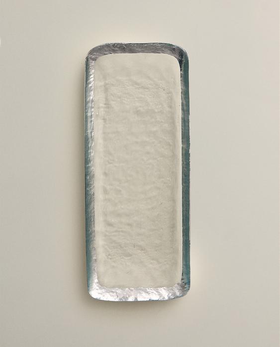 GLASS SERVING DISH WITH GOLD RIM