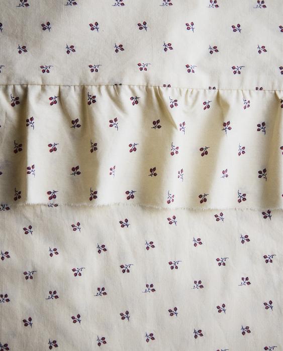 儿童花卉荷叶边上层床单