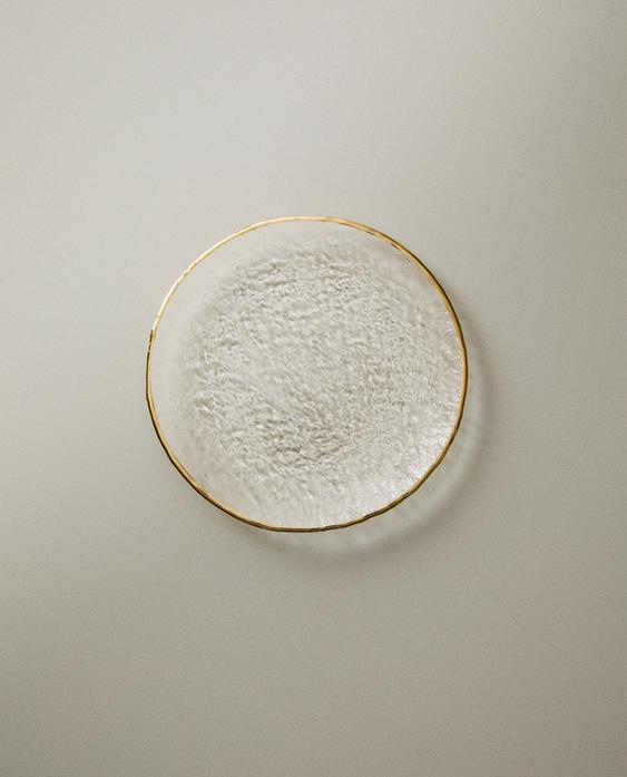 金色浮雕玻璃面包盘