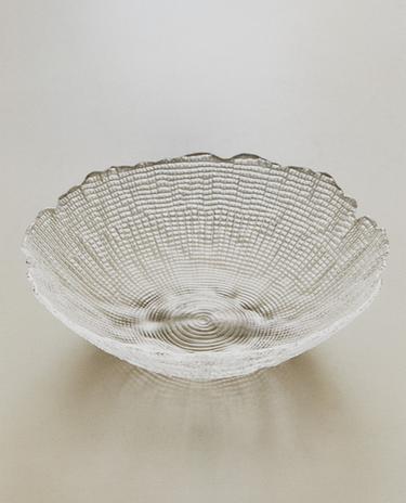 GLASS SALAD BOWL WITH RAISED DETAIL