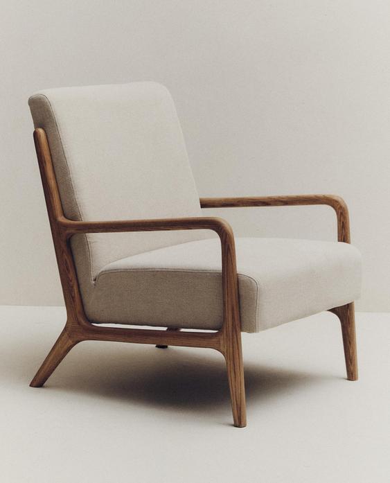 ASH WOOD LINEN ACCENT CHAIR
