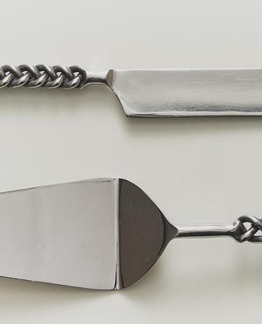 CAKE SLICE AND KNIFE SET WITH BRAIDED HANDLE (SET OF 2)