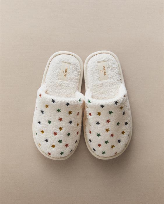 STAR PRINT TERRY MULE BATHROOM SLIPPERS STAR PRINT TERRY MULE BATHROOM SLIPPERS