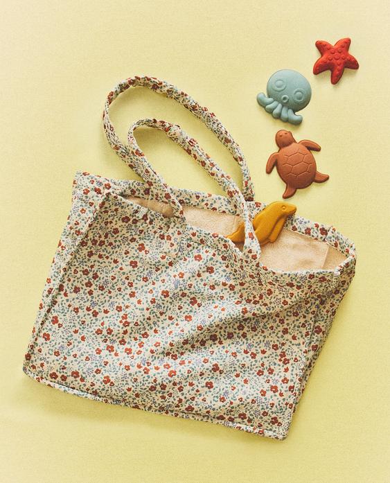 FLORAL COTTON BEACH BAG