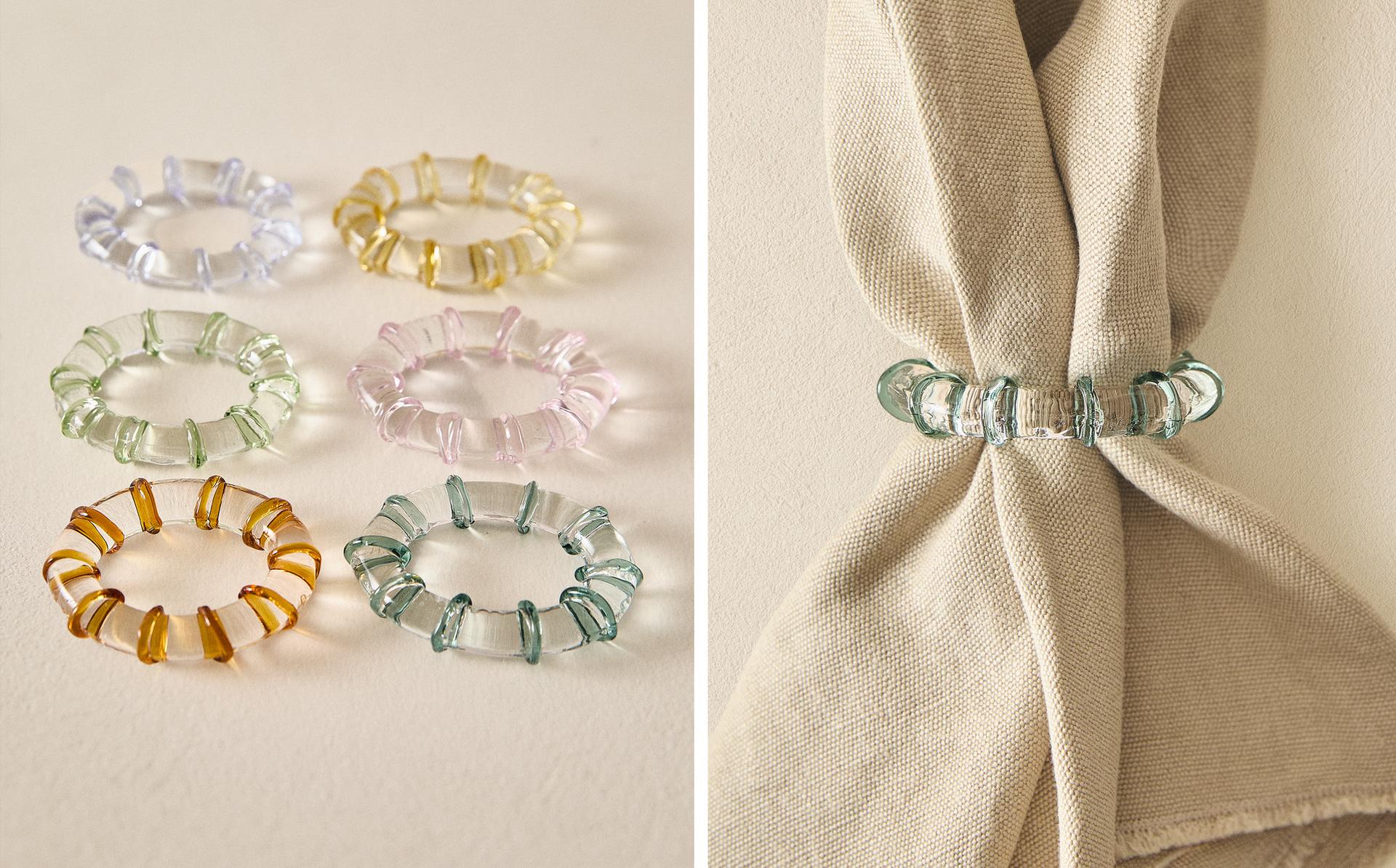 SET OF GLASS NAPKIN RINGS (SET OF 6) SET OF GLASS NAPKIN RINGS (SET OF 6)