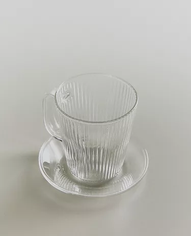BOROSILICATE GLASS COFFEE CUP AND SAUCER