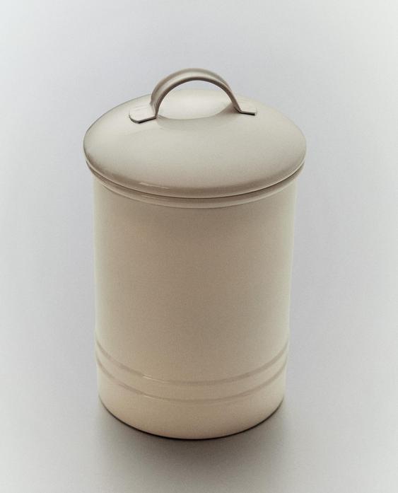 LACQUERED METAL CYLINDRICAL JAR