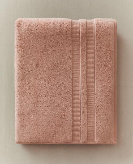 超柔软双条宽版镶边浴室毛巾