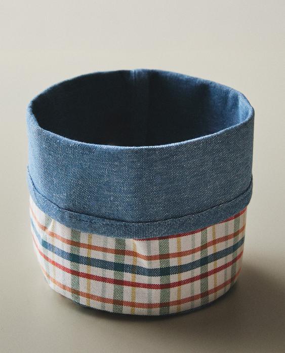 CHECK COTTON BREAD BASKET CHECK COTTON BREAD BASKET