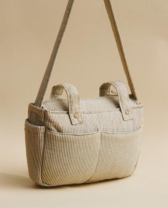 STRIPED MUSLIN MATERNITY PUSHCHAIR BASKET